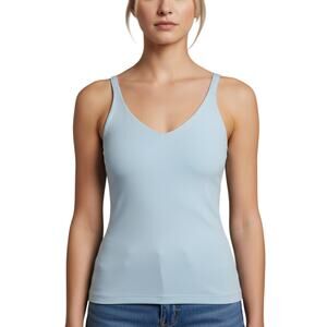 Susana Monaco Blue Hydrangea V-Neck Stretch Tank Top NWT Women’s Size Small